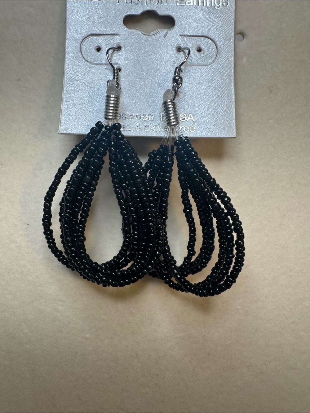 NWT Black Beaded teardrop Earrings